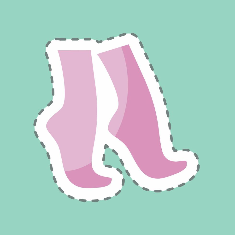 Tip Toe Sticker in trendy line cut isolated on blue background vector