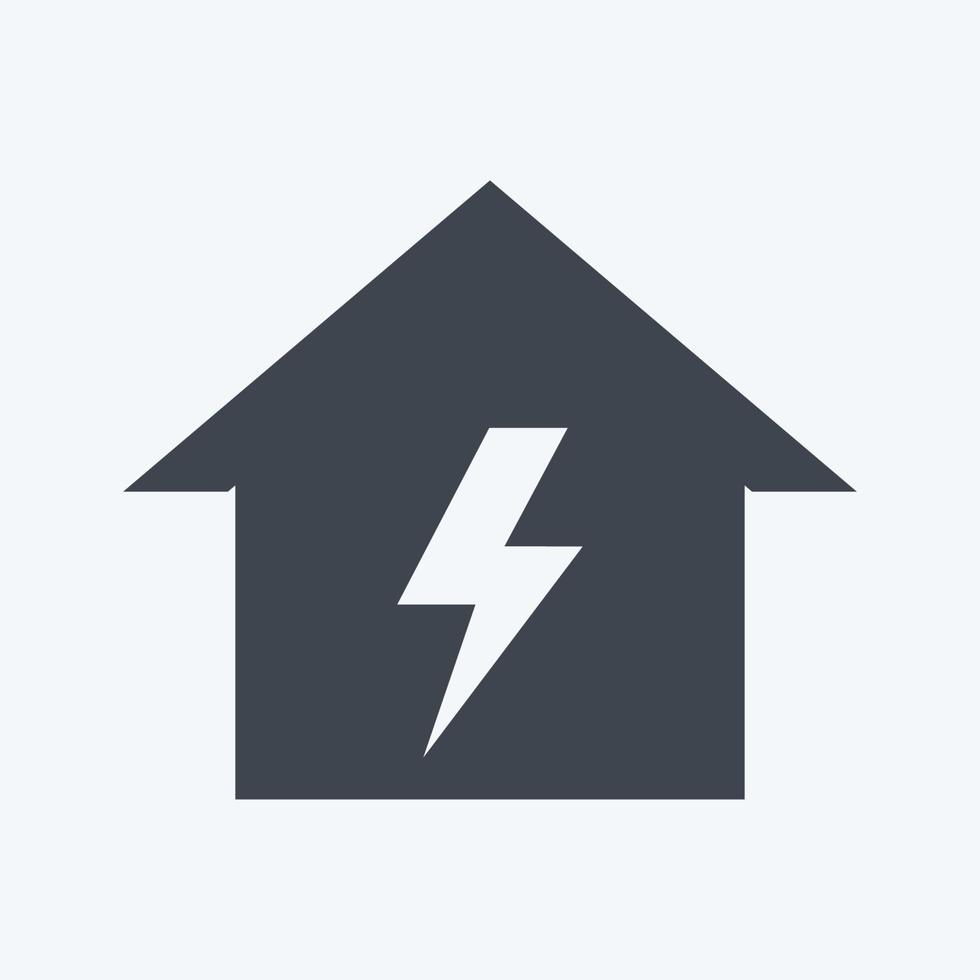 Electricity Danger Icon in trendy glyph style isolated on soft blue background vector