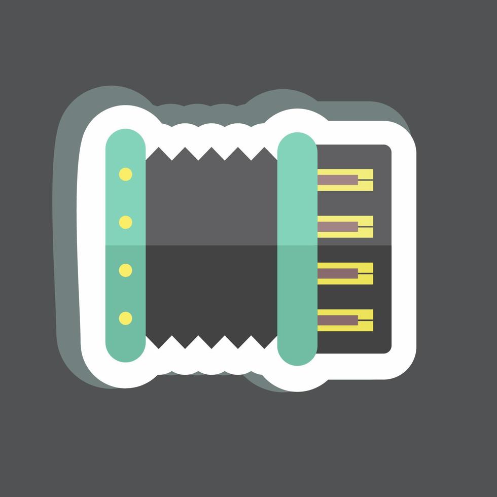 Accordion Sticker in trendy isolated on black background vector