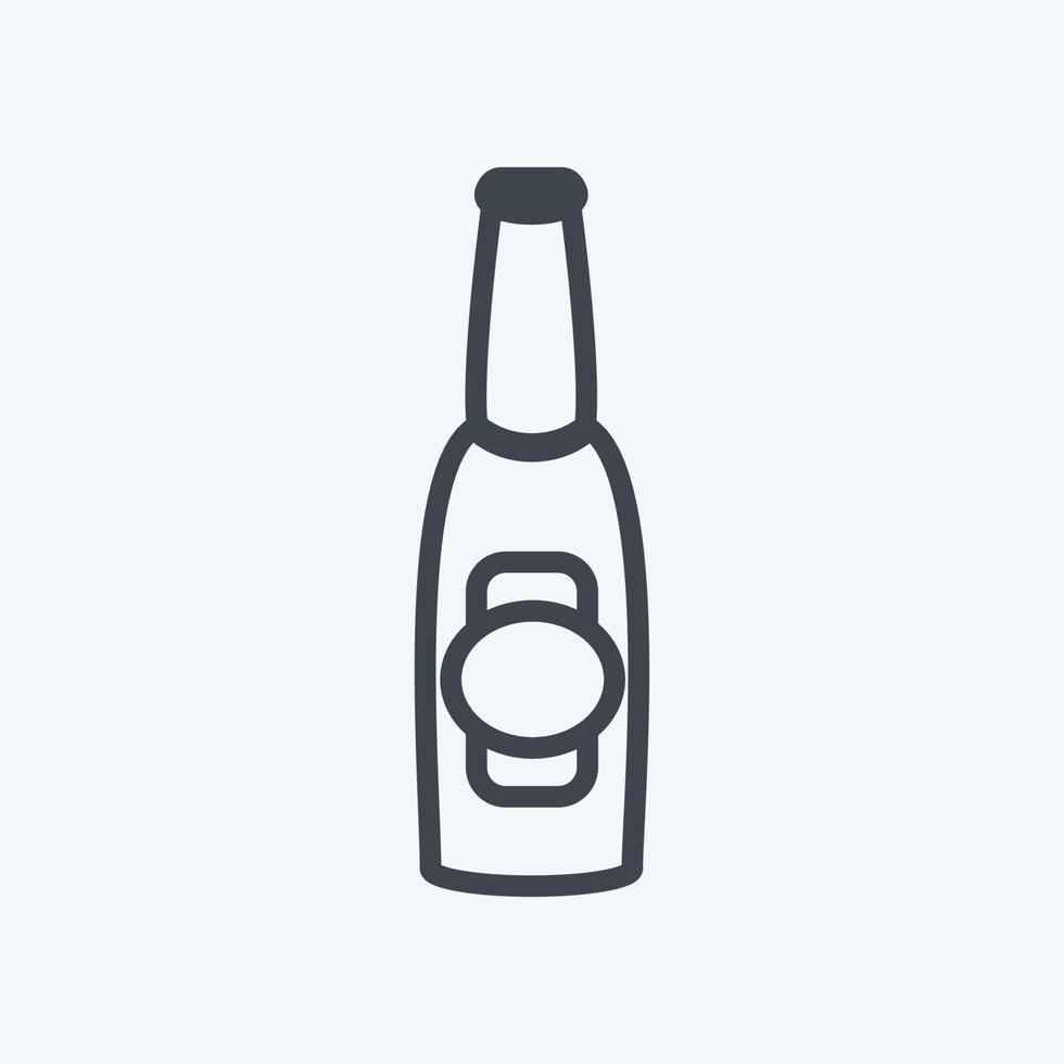 Icono de botella de cerveza i en estilo de línea de moda aislado sobre fondo azul suave vector