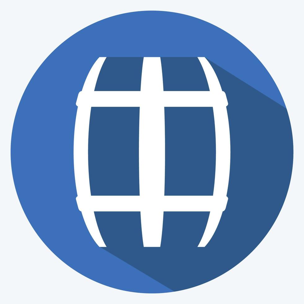 Barrel Icon in trendy long shadow style isolated on soft blue