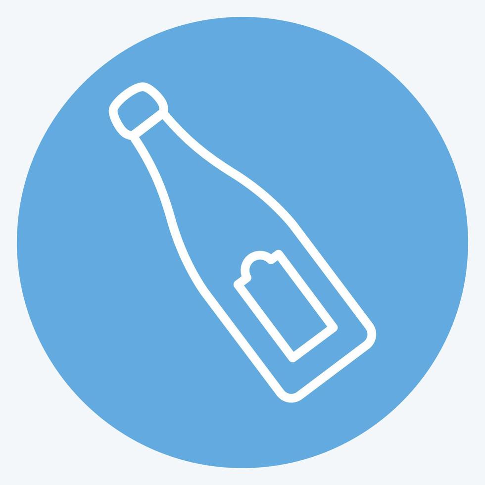 icono de botella de champán en el moderno estilo de ojos azules aislado sobre fondo azul suave vector