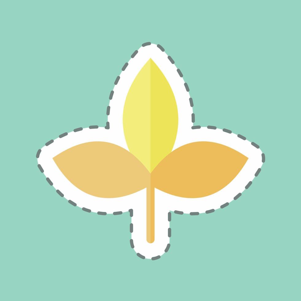Autumn Leaf Sticker in trendy line cut isolated on blue background vector