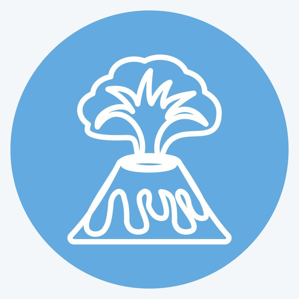 Volcano Erupting Icon in trendy blue eyes style isolated on soft blue background vector