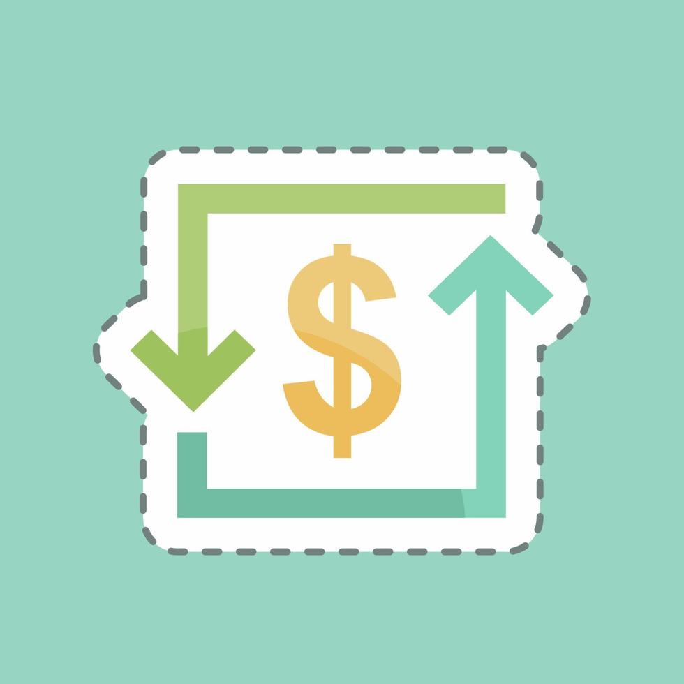 Transaction Sticker in trendy line cut isolated on blue background vector