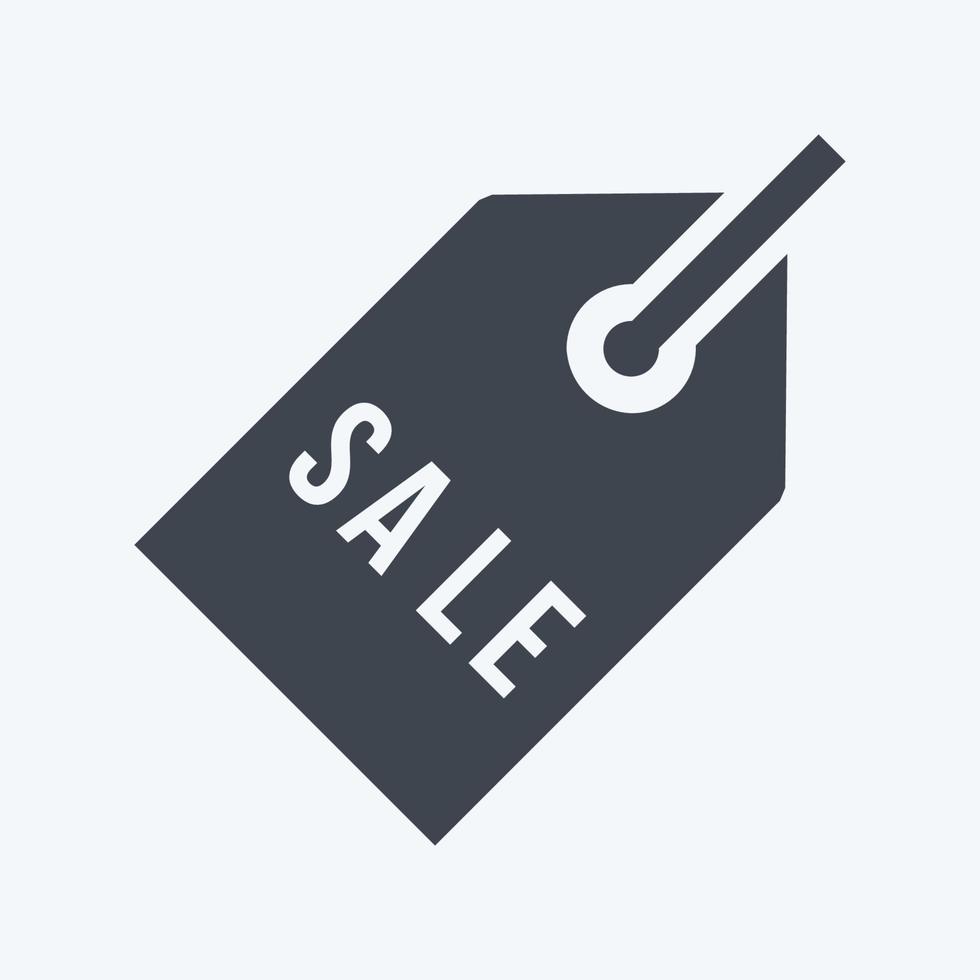 icono de etiqueta de venta en estilo moderno glifo aislado sobre fondo azul suave vector