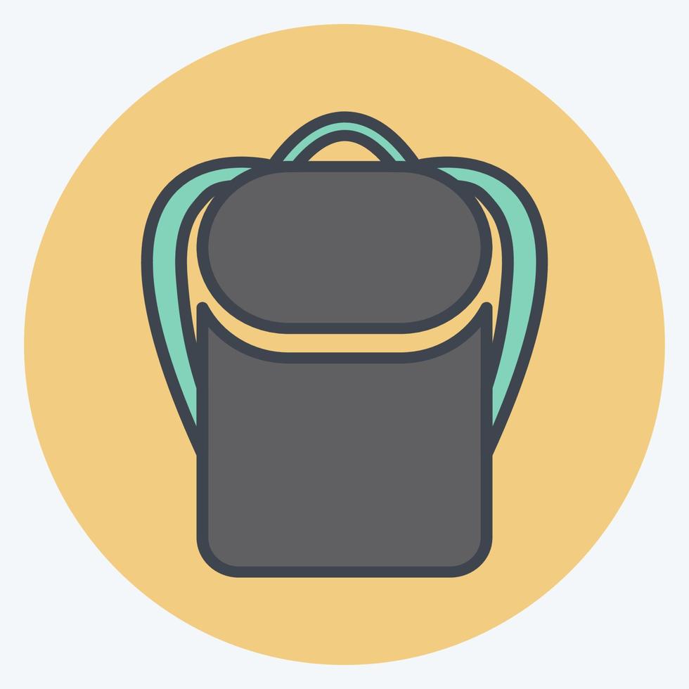Backpack Icon in trendy color mate style isolated on soft blue background vector