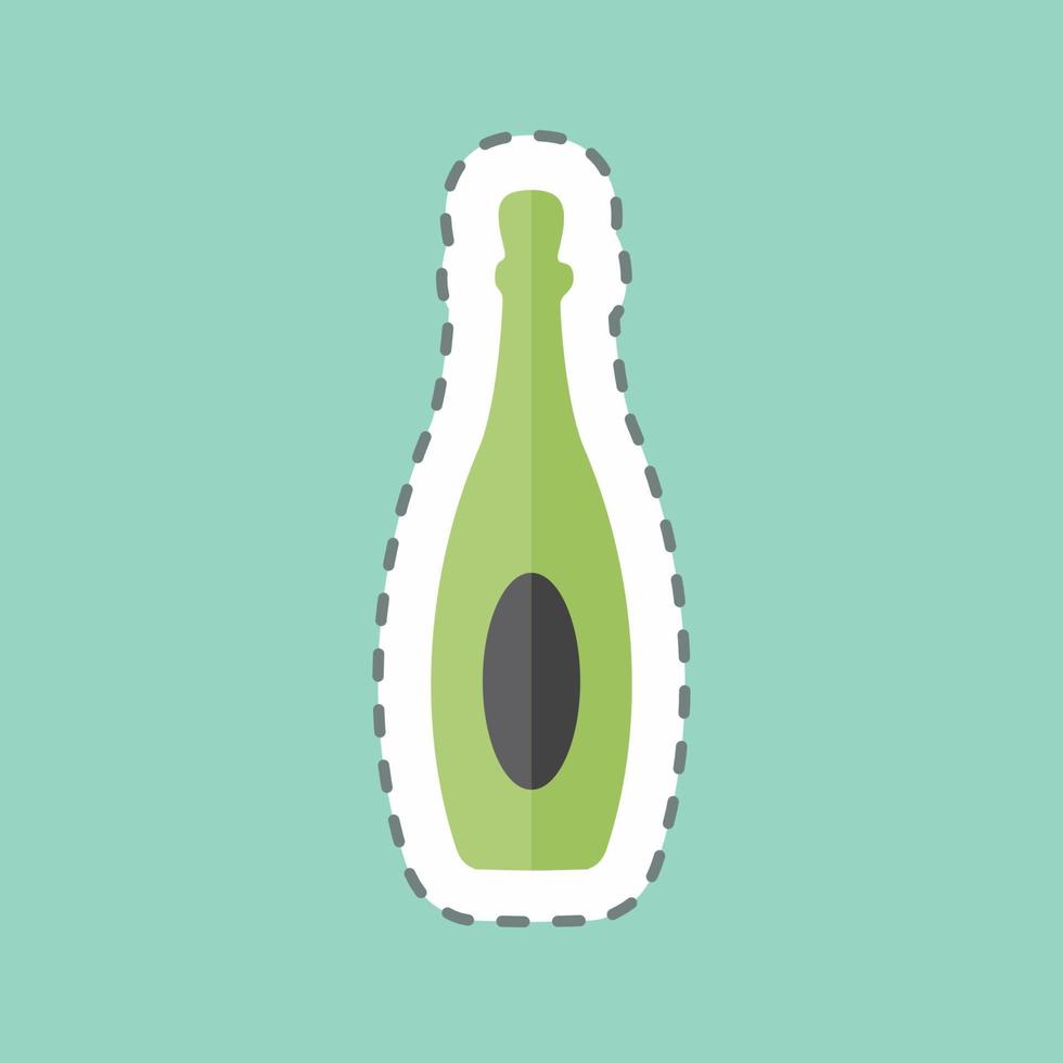 Bottle Sticker in trendy line cut isolated on blue background vector
