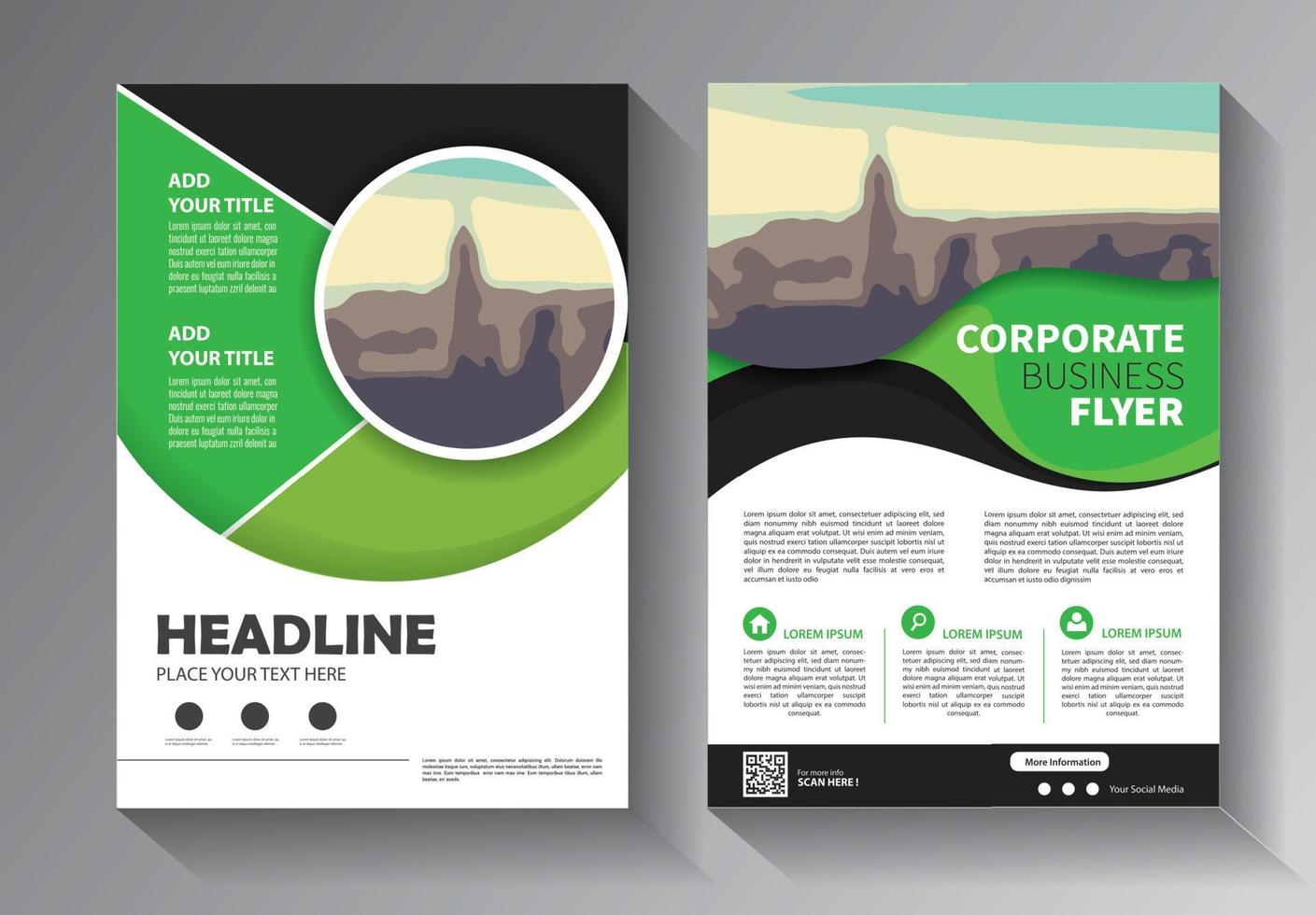 Plantilla de folleto comercial para folleto e informe anual. vector