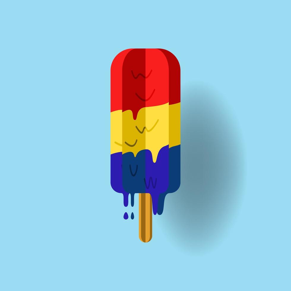 Melting popsicle vector paper cut style illustration