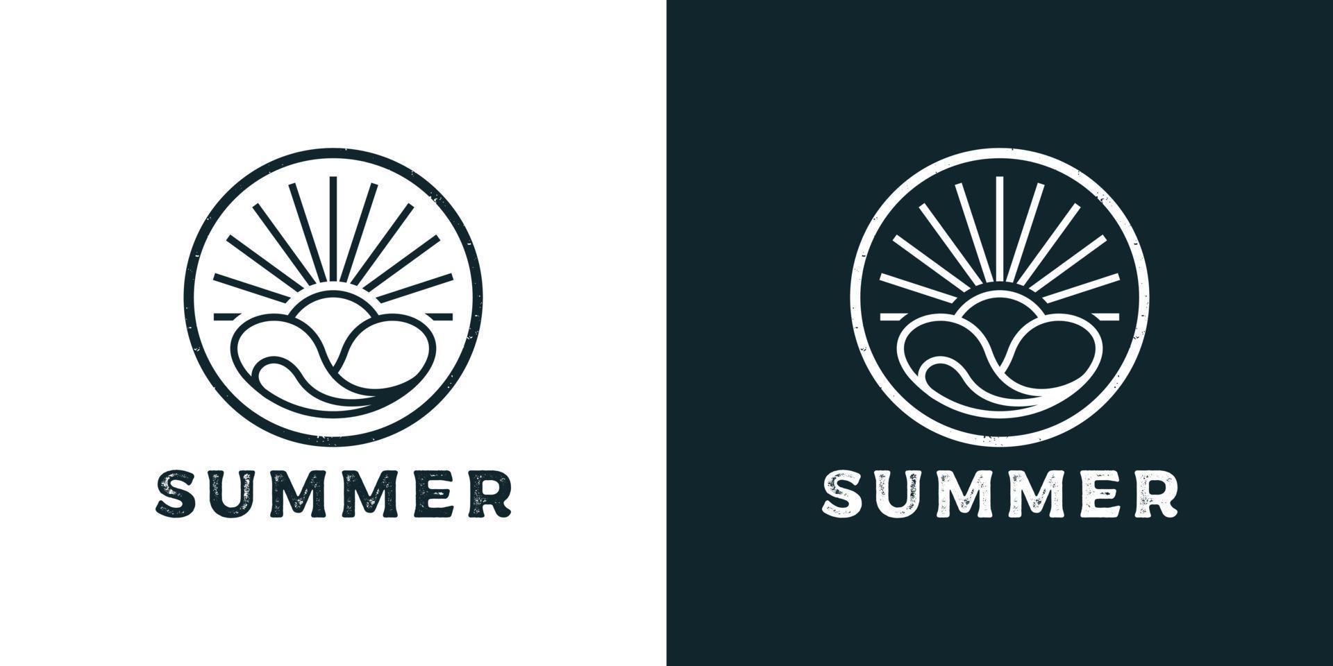 sello hipster retro vintage para diseño de logotipo de surf en la playa vector