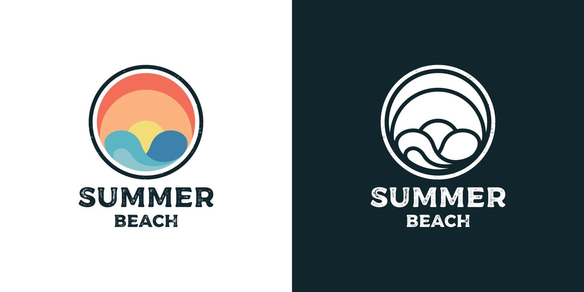 sello hipster retro vintage para diseño de logotipo de surf en la playa vector