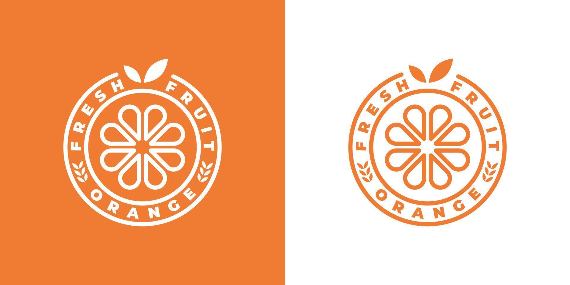 emblema, insignia, sello, pegatina diseño de logotipo naranja vector