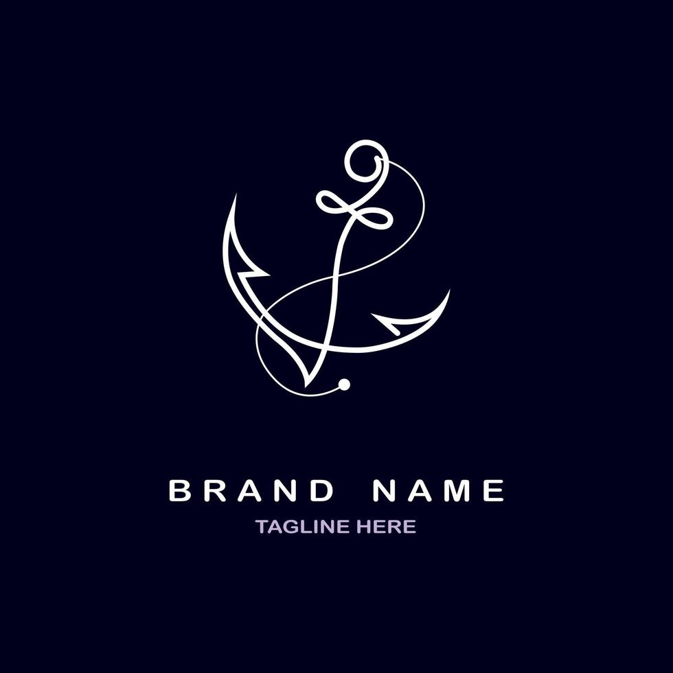 anchor line logo icon template design for brand or company and other vector