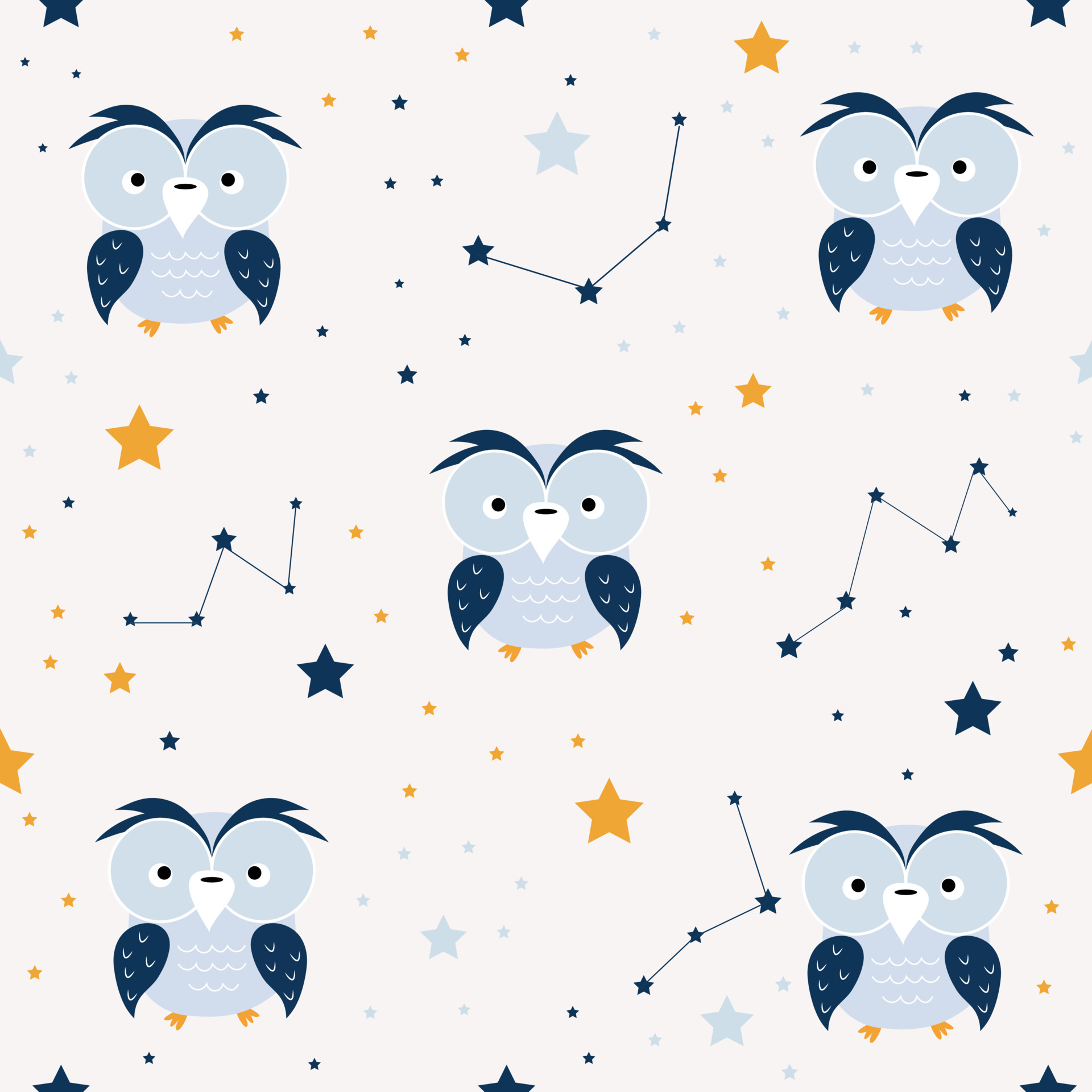 Seamless pattern owls Vector illustration for cards, wallpapers, albums