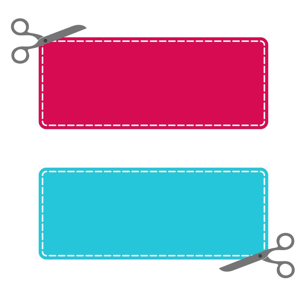 Set of promo code fields with scissors, vector design element.