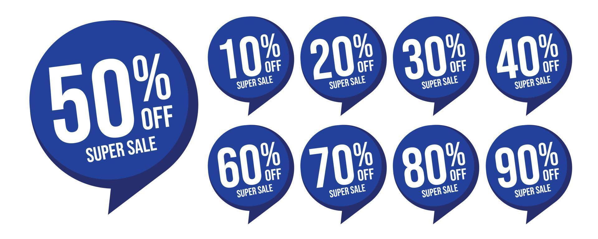 Discount tags template design for sale banner set blue vector