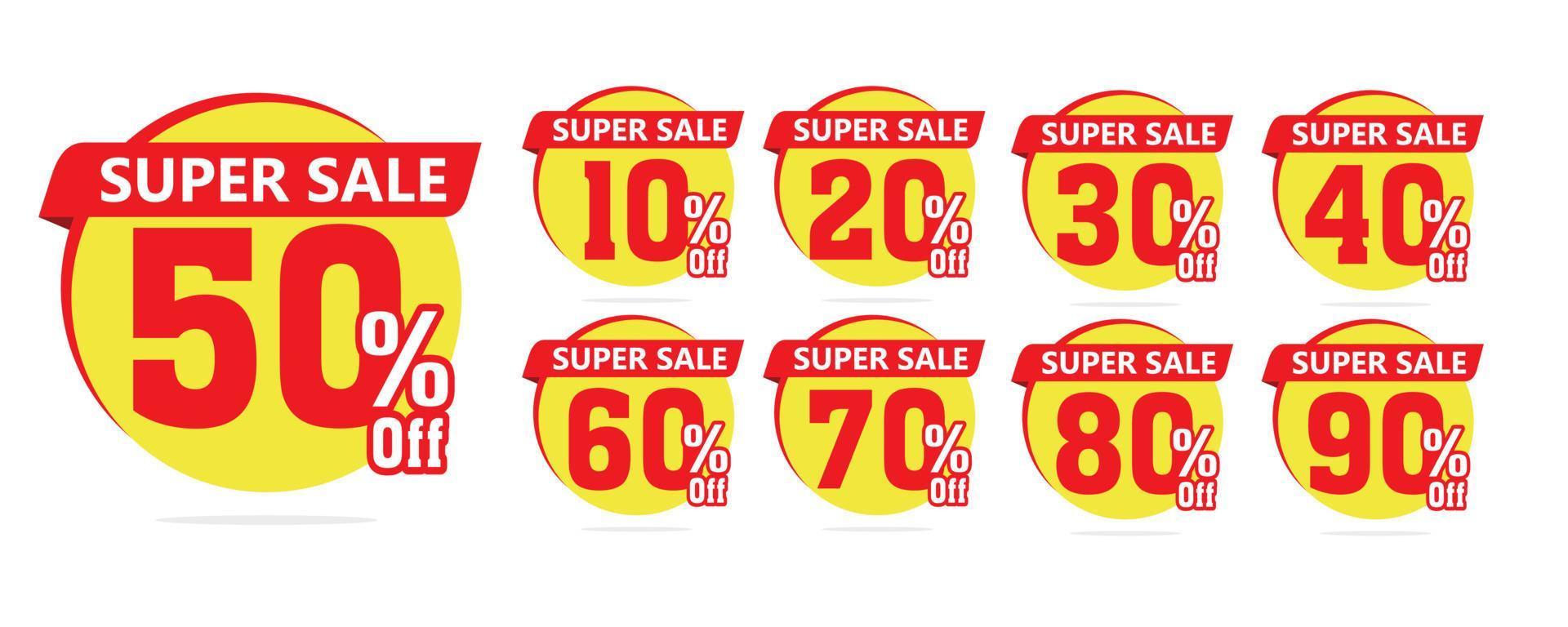 discount tag sale with different value percent off vector