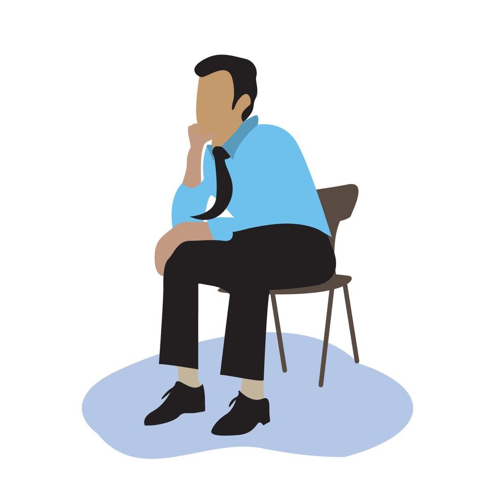 A man sitting on a chair and thinking vector