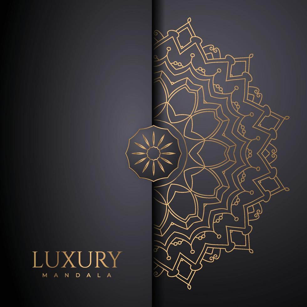 Mandala ornament on black background. Mandala pattern with metallic golden color. Decorative golden mandala pattern. Luxurious decoration. Luxurious mandala vector. Metallic golden pattern. vector