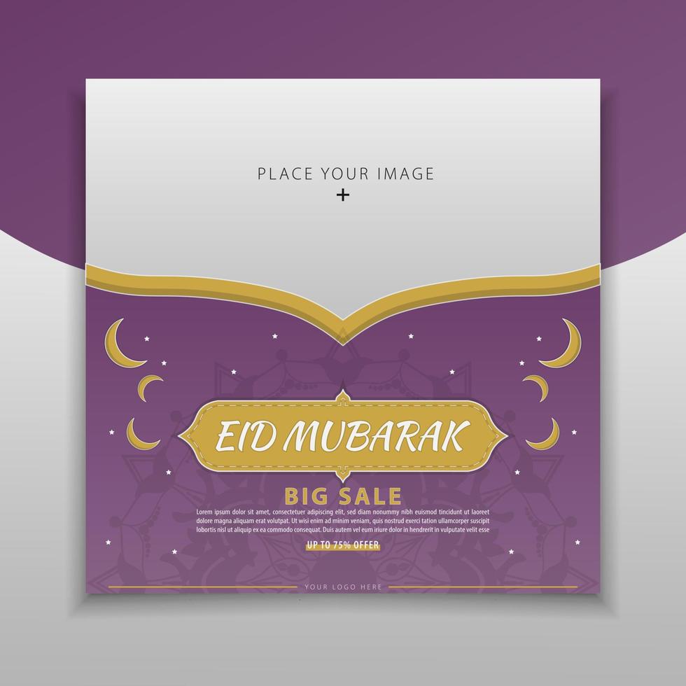 Vector illustration Template Eid Mubarak social media post
