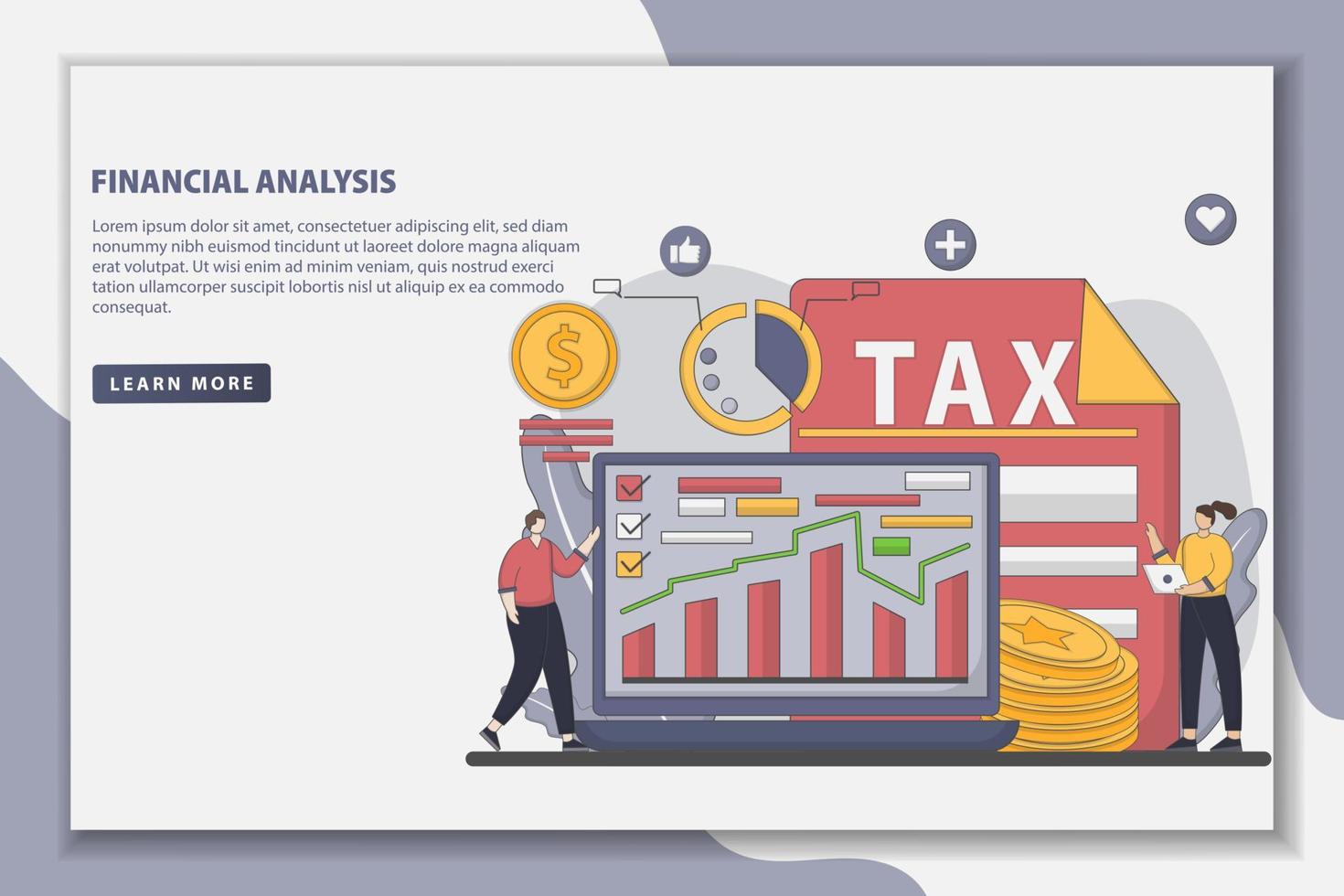 concepto de página de destino de análisis financiero de ilustración vectorial vector