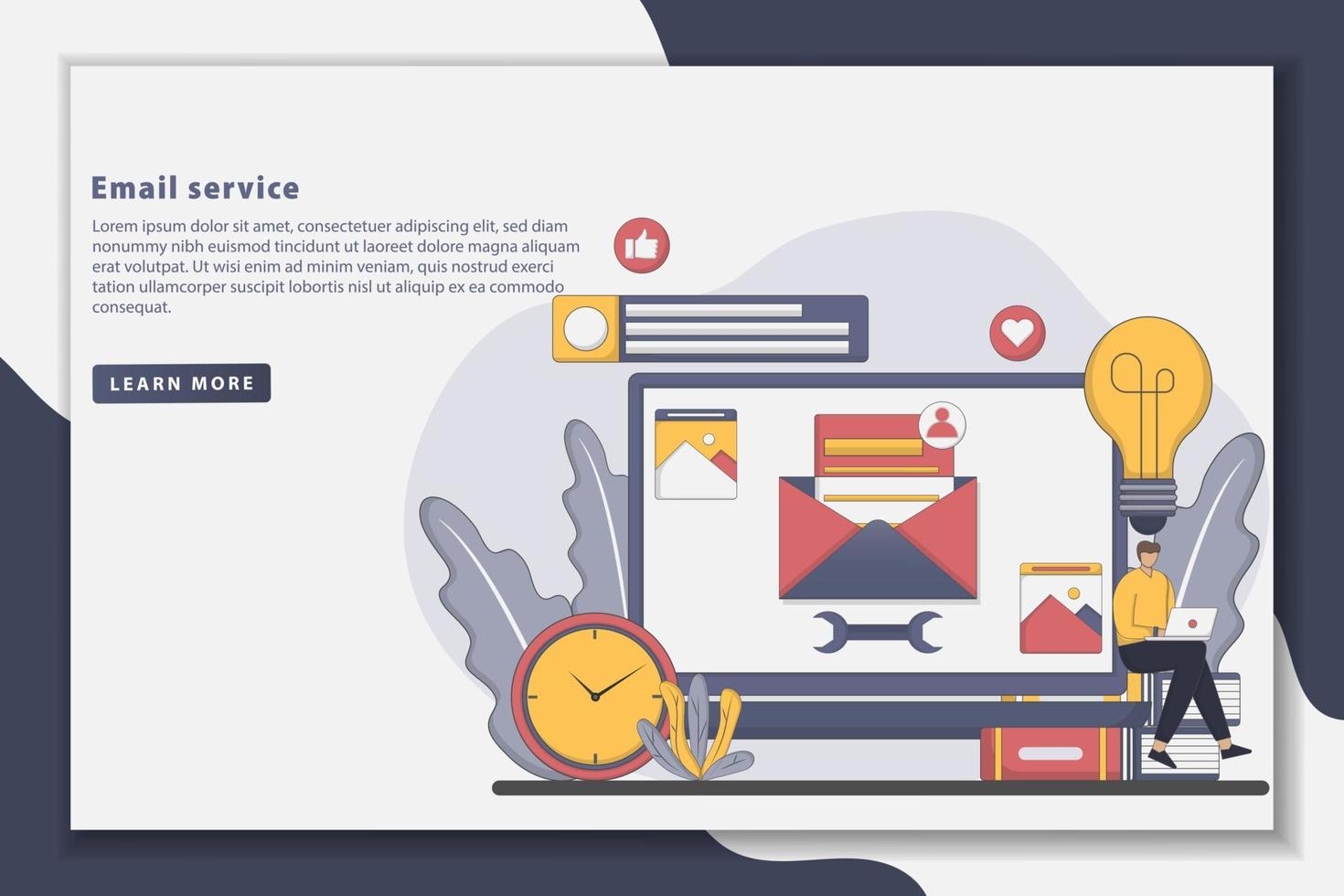 Flat style design Email service landing page concept vector