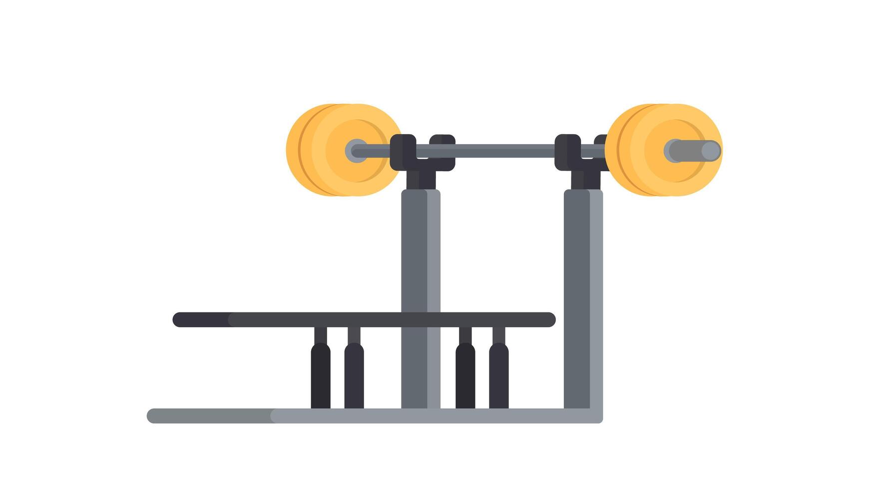 The simulator for a bench press. Barbell. The simulator with a barbell is isolated on a white background. . vector