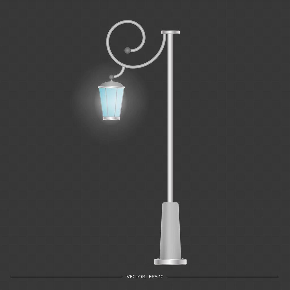 Street lamp with blue light on a black background vector