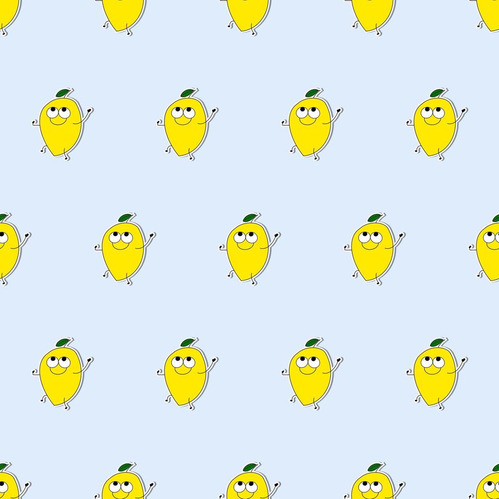 Lemon seamless pattern in flat style. Lemon sticker. Suitable for backgrounds, postcards, and wrapping paper. Vector. vector