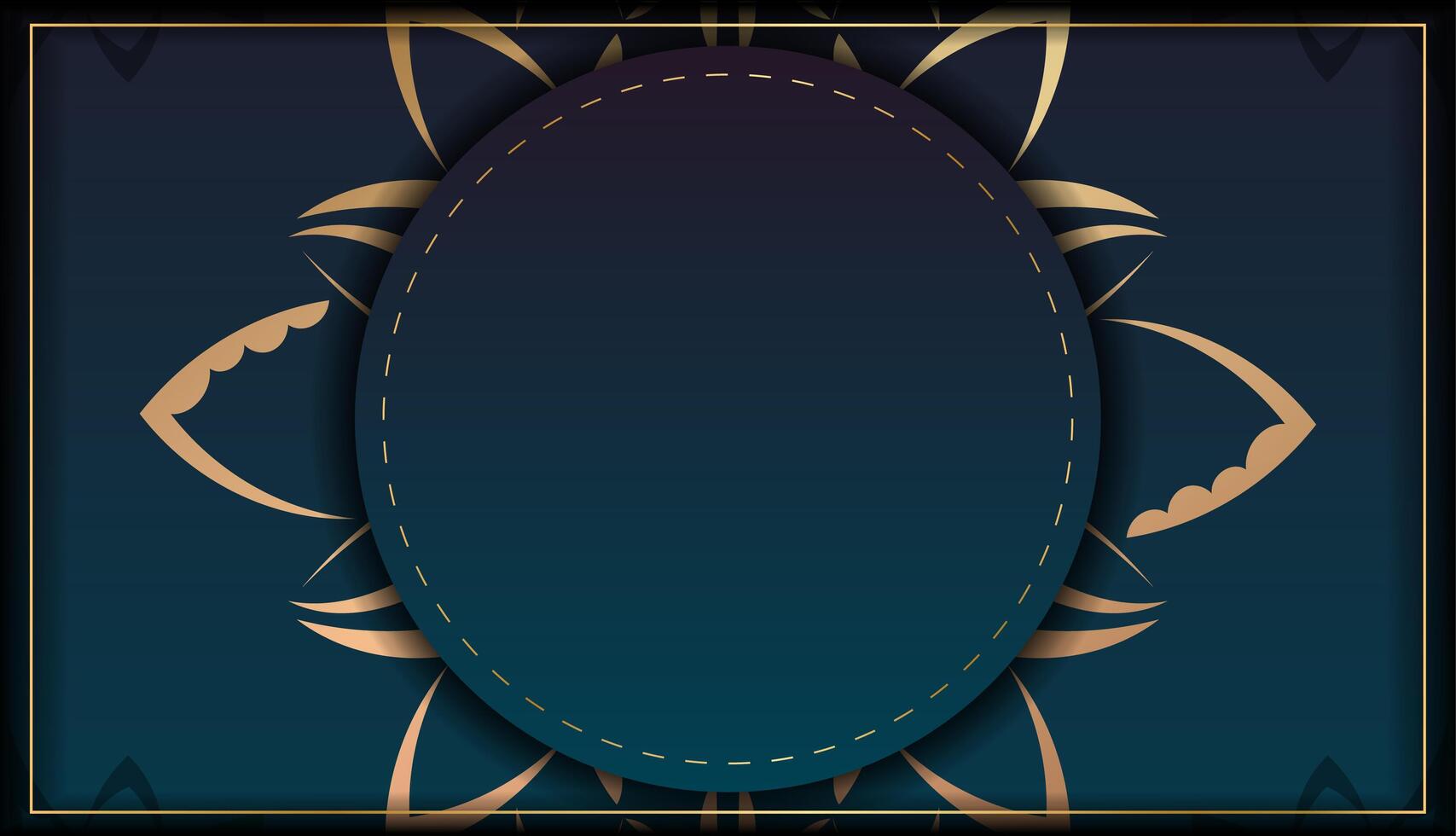Template Congratulatory Flyer with gradient blue color with mandala gold pattern prepared for typography. vector