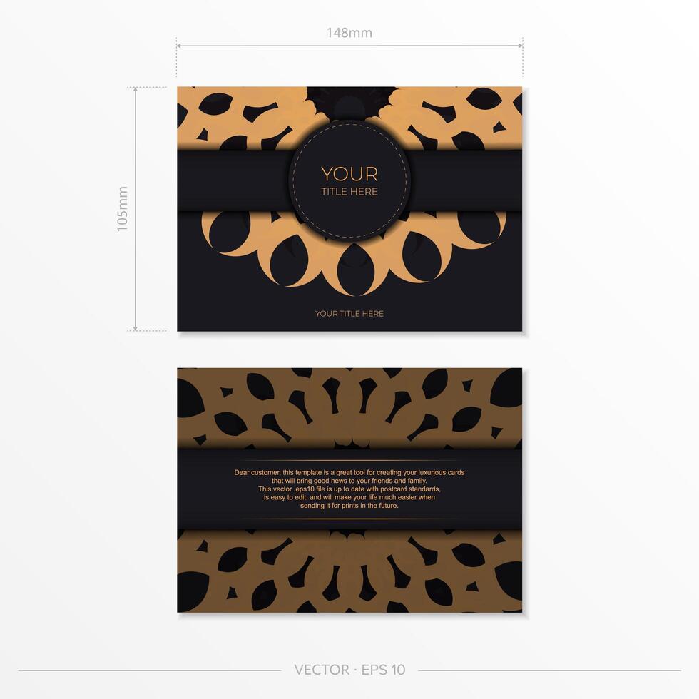 Dark postcard design with vintage Indian ornaments. Can be used as background and wallpaper. Elegant and classic vector elements ready for print and typography.