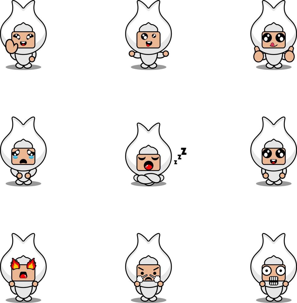 mascot costume character cartoon vector illustration set of teeth gum expression bundle