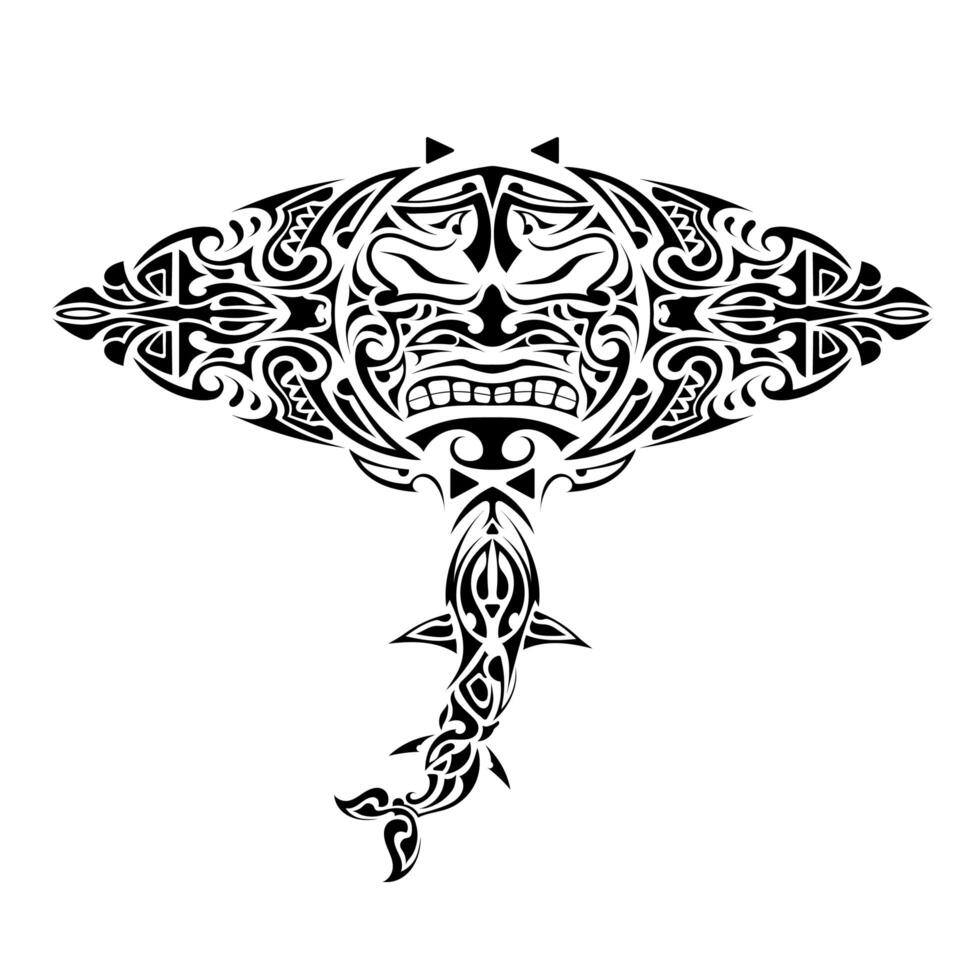 mantarraya estilo polinesio. tatuaje de mantarraya en estilo polinesia. bueno para tatuajes, estampados y camisetas. aislado. vector. vector