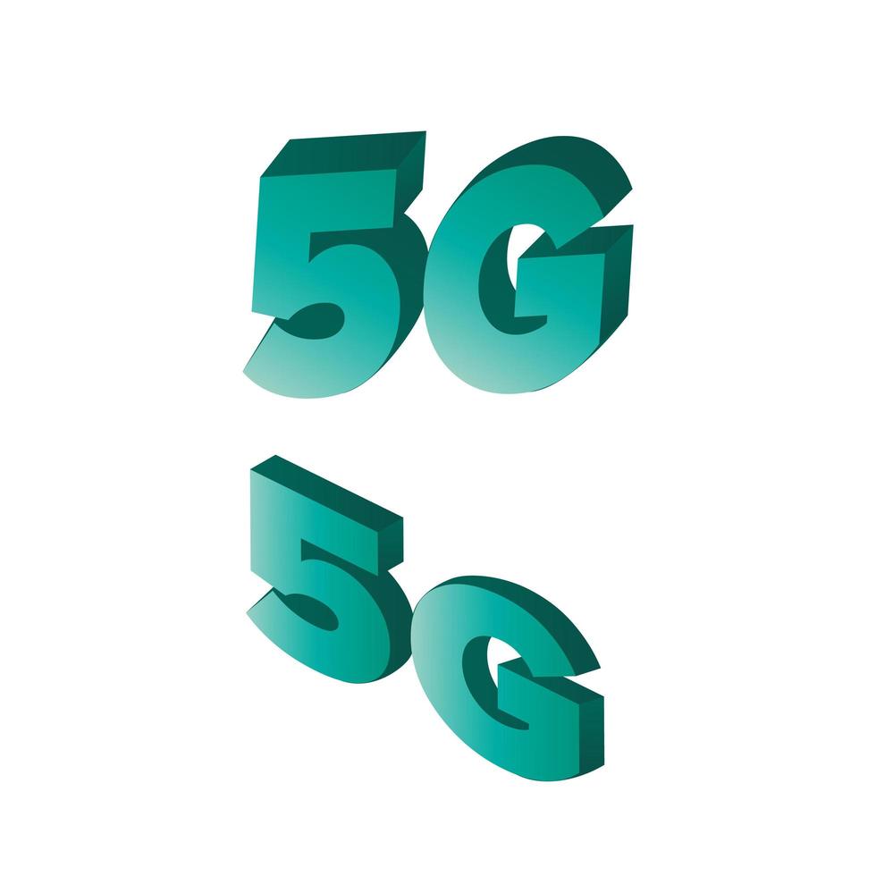 Logotipo 5g en estilo isométrico. logotipo de 5g verde aislado en un fondo blanco. vector. vector