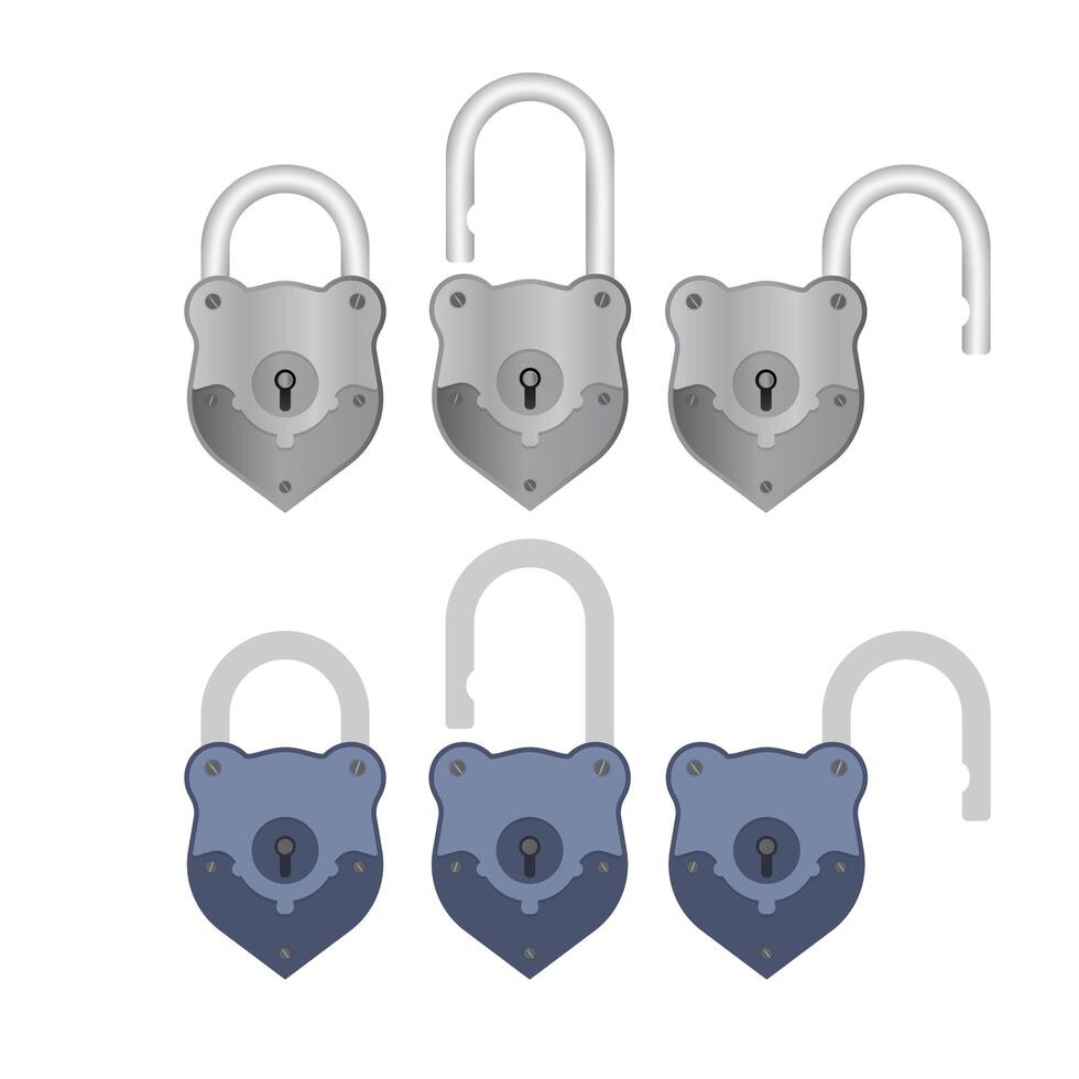 Old padlock in flat style. Antique padlock is isolated on a white background. . vector