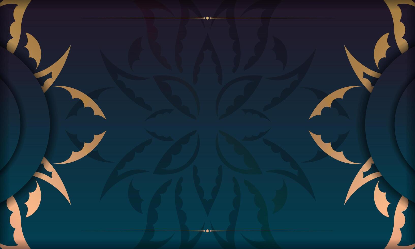 Background with gradient blue color with mandala gold ornament for design under the text vector
