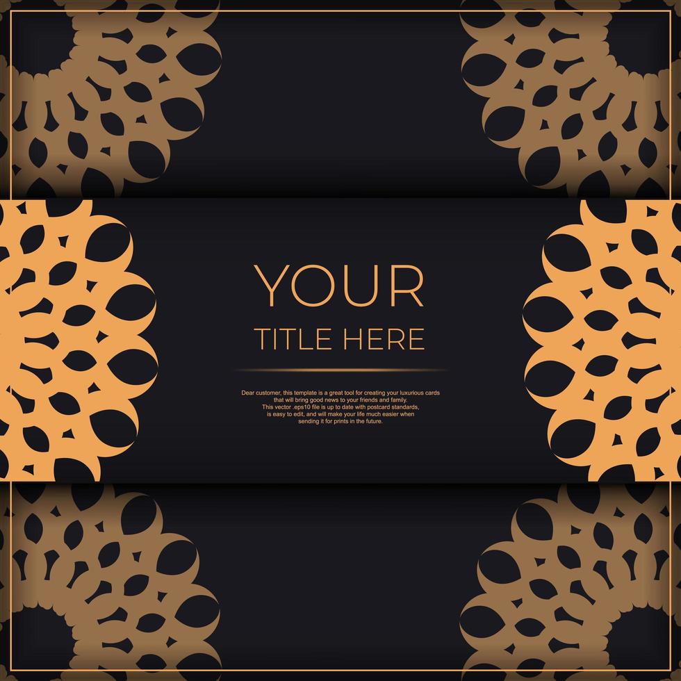 Dark invitation card design with vintage Indian ornament. Can be used as background and wallpaper. Elegant and classic vector elements ready for print and typography.