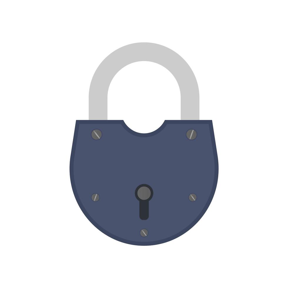 Old padlock in flat style. Antique padlock is isolated on a white background. Vector. vector