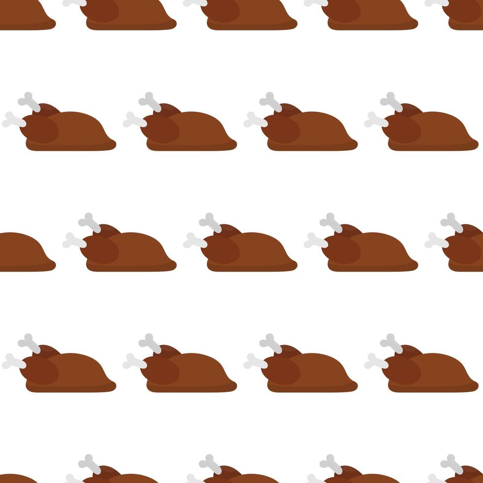 Seamless pattern Carcass of fried meat. Fried chicken or turkey icon. Flat style. . vector