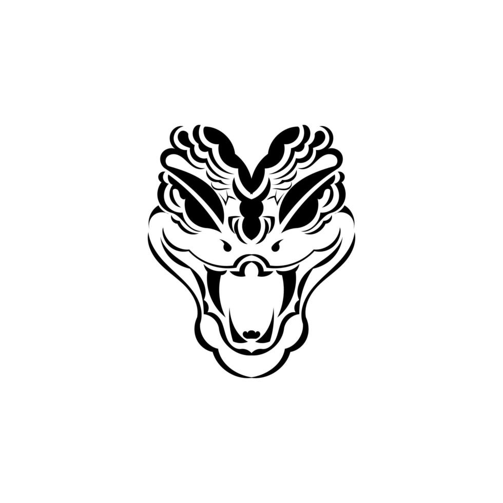 A black and white logo of a dragon head vector