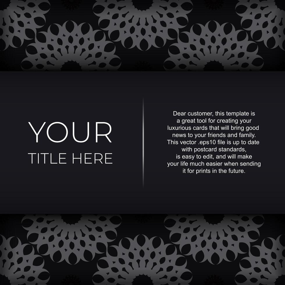 Dark invitation card design with abstract silvery ornament. Elegant and classic elements are great for decoration. vector