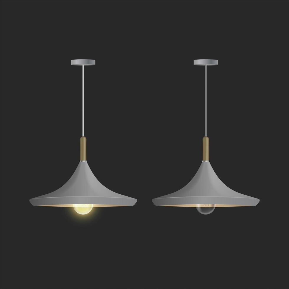 Lámpara de techo gris. la lámpara está aislada sobre un fondo negro. ilustración vectorial vector