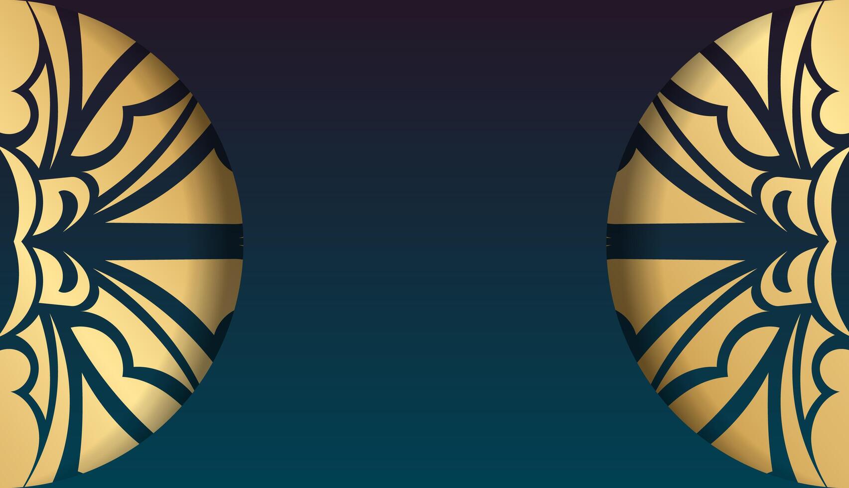 Gradient blue background with abstract gold pattern and place for logo or text vector