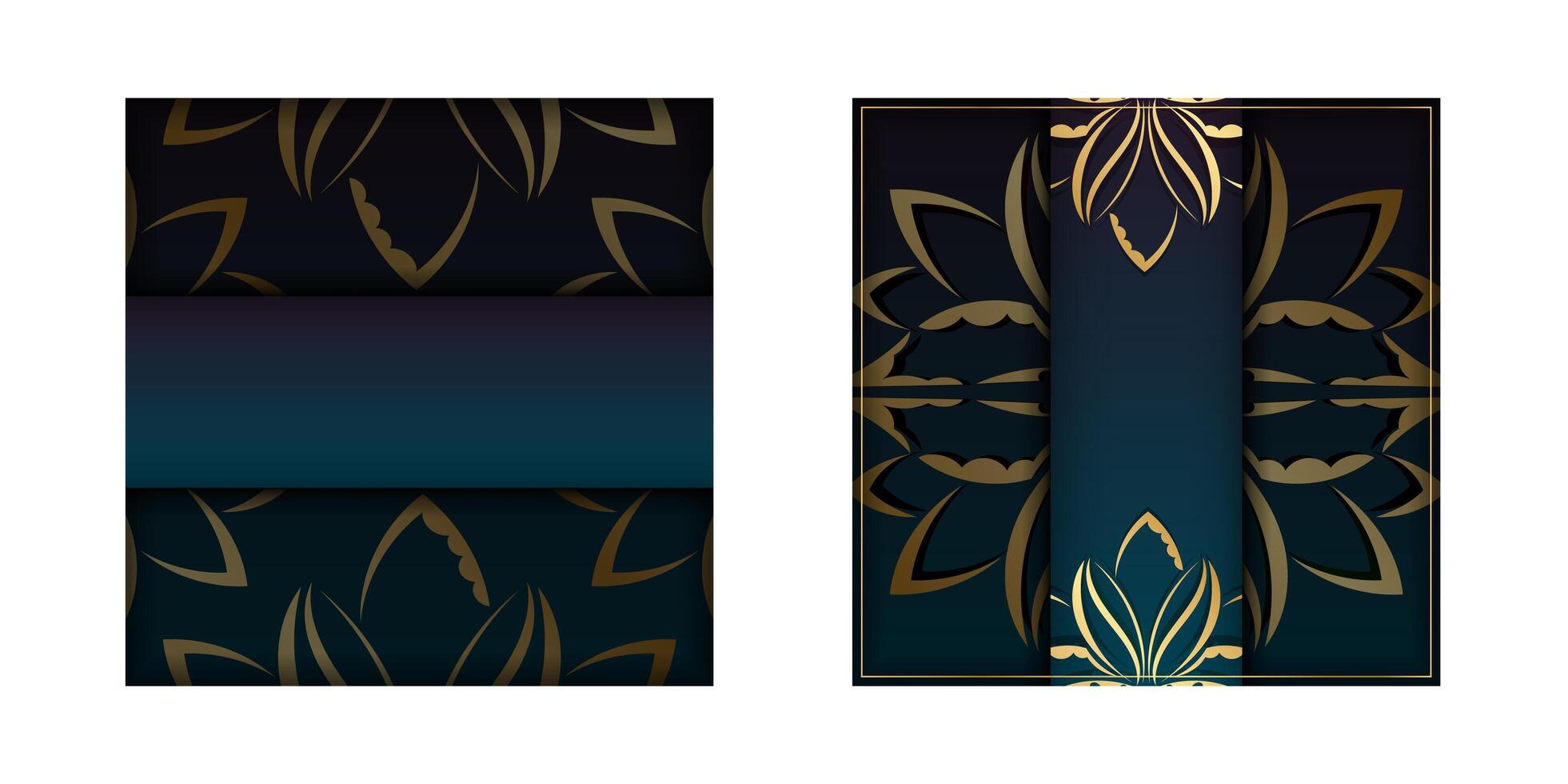 Template Congratulatory Flyer with a gradient blue color with a greek gold pattern for your congratulations. vector