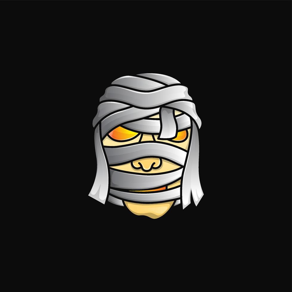 Mummy Face Logo, Halloween Event Vector Illustration