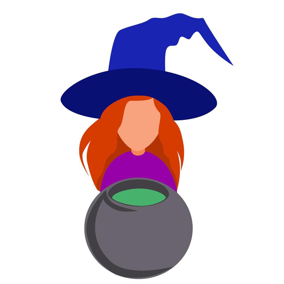 The little witch is preparing a potion. vector