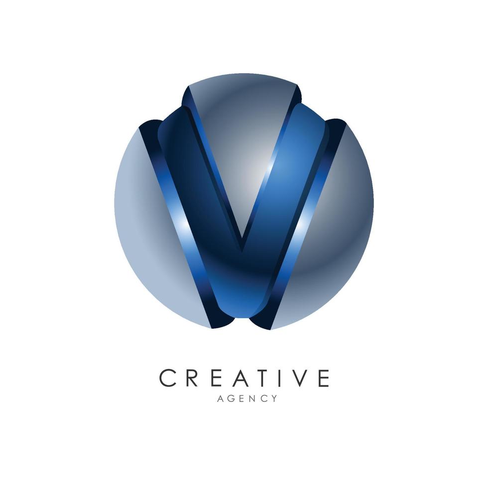 Initial letter  logo template colored blue grey circle 3d design for business and company identity vector