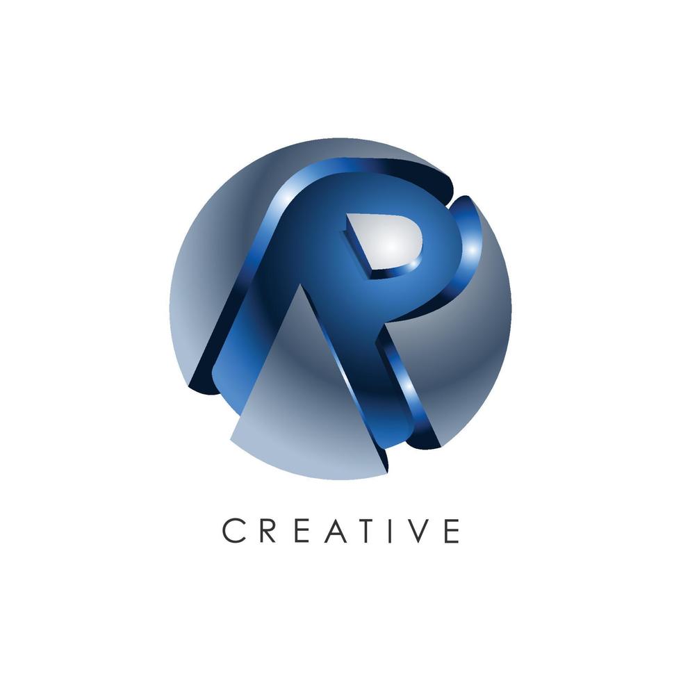 Plantilla de logotipo de letra inicial de color azul gris círculo diseño 3d para la identidad empresarial y empresarial vector