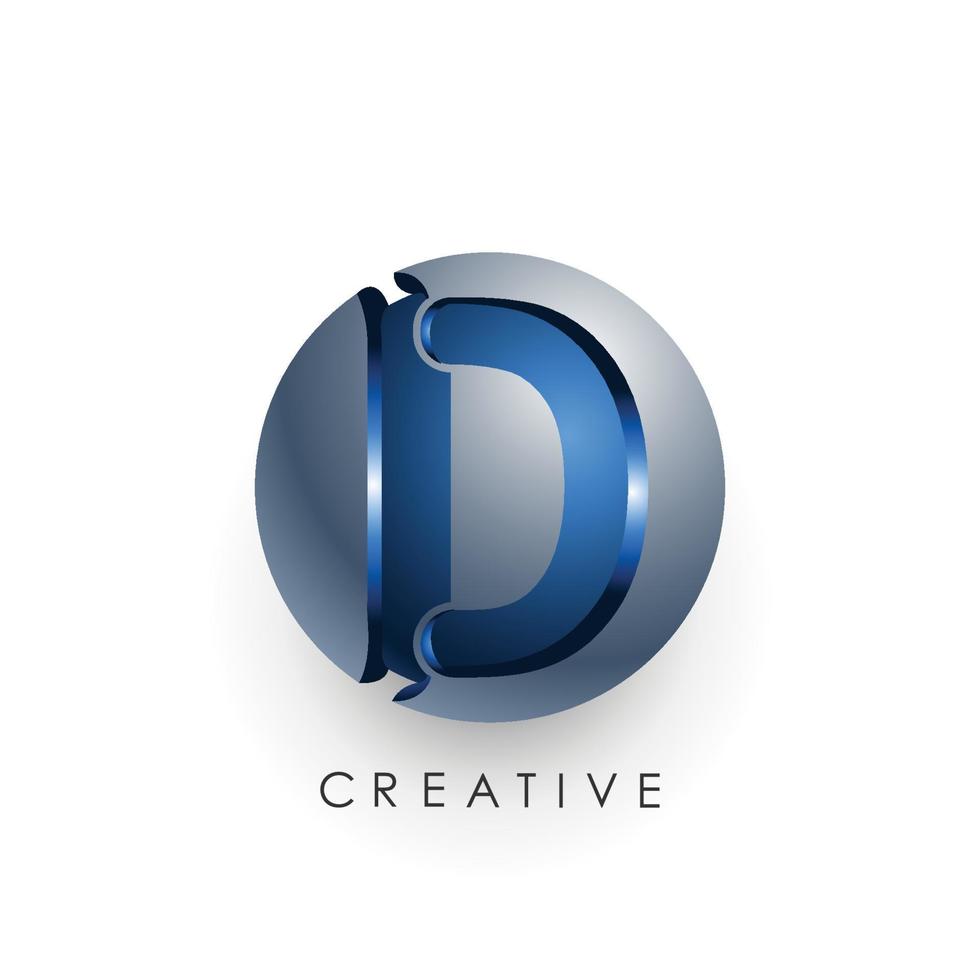 Initial letter  logo template colored blue grey circle 3d design for business and company identity vector